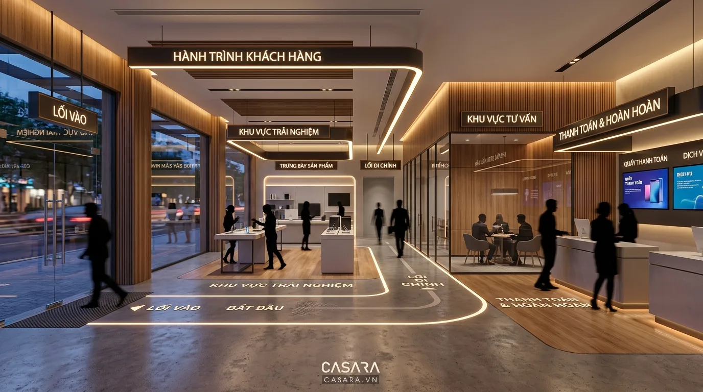 Hình ảnh minh họa sơ đồ hành trình khách hàng trong showroom