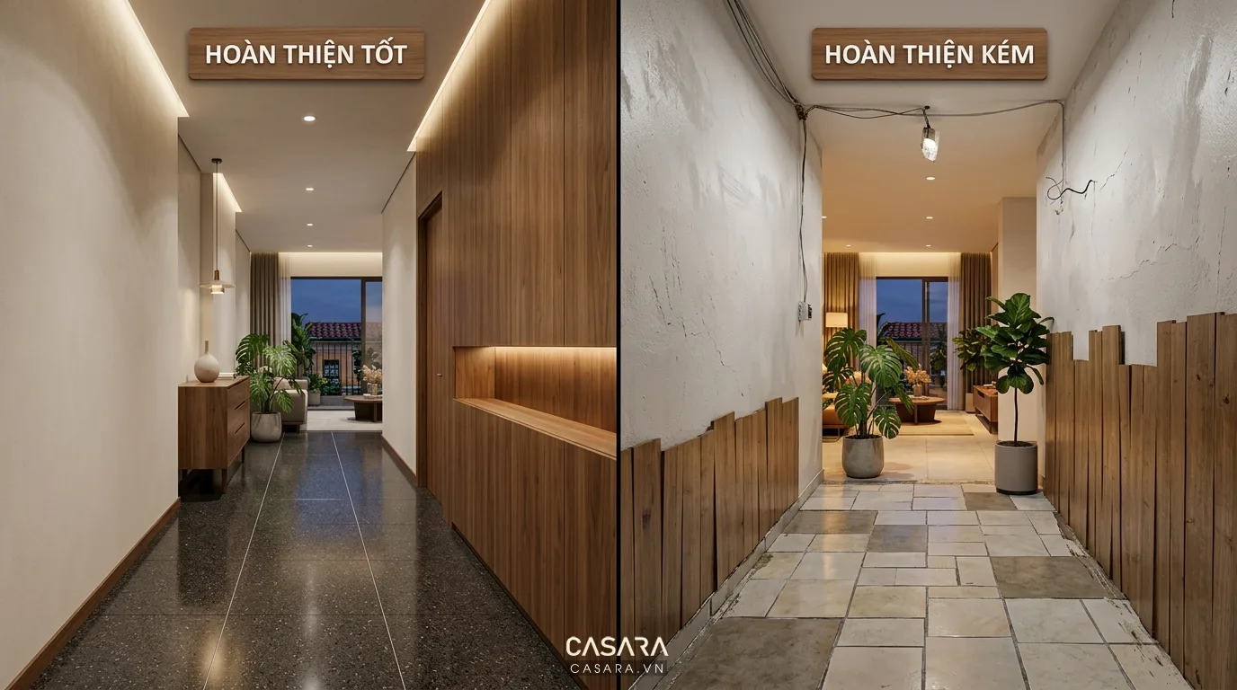 Hình ảnh minh họa so sánh chi tiết hoàn thiện đạt và không đạt concept