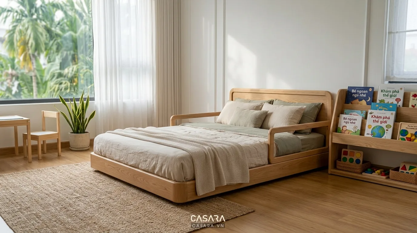 Hình ảnh minh họa tiêu chí chọn giường Montessori an toàn cho trẻ