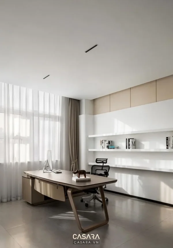 Ảnh phòng pantry phong cách cao cấp góc rộng với quầy bếp phụ, bàn ghế cafe và tủ lưu trữ trong thư viện Casara.