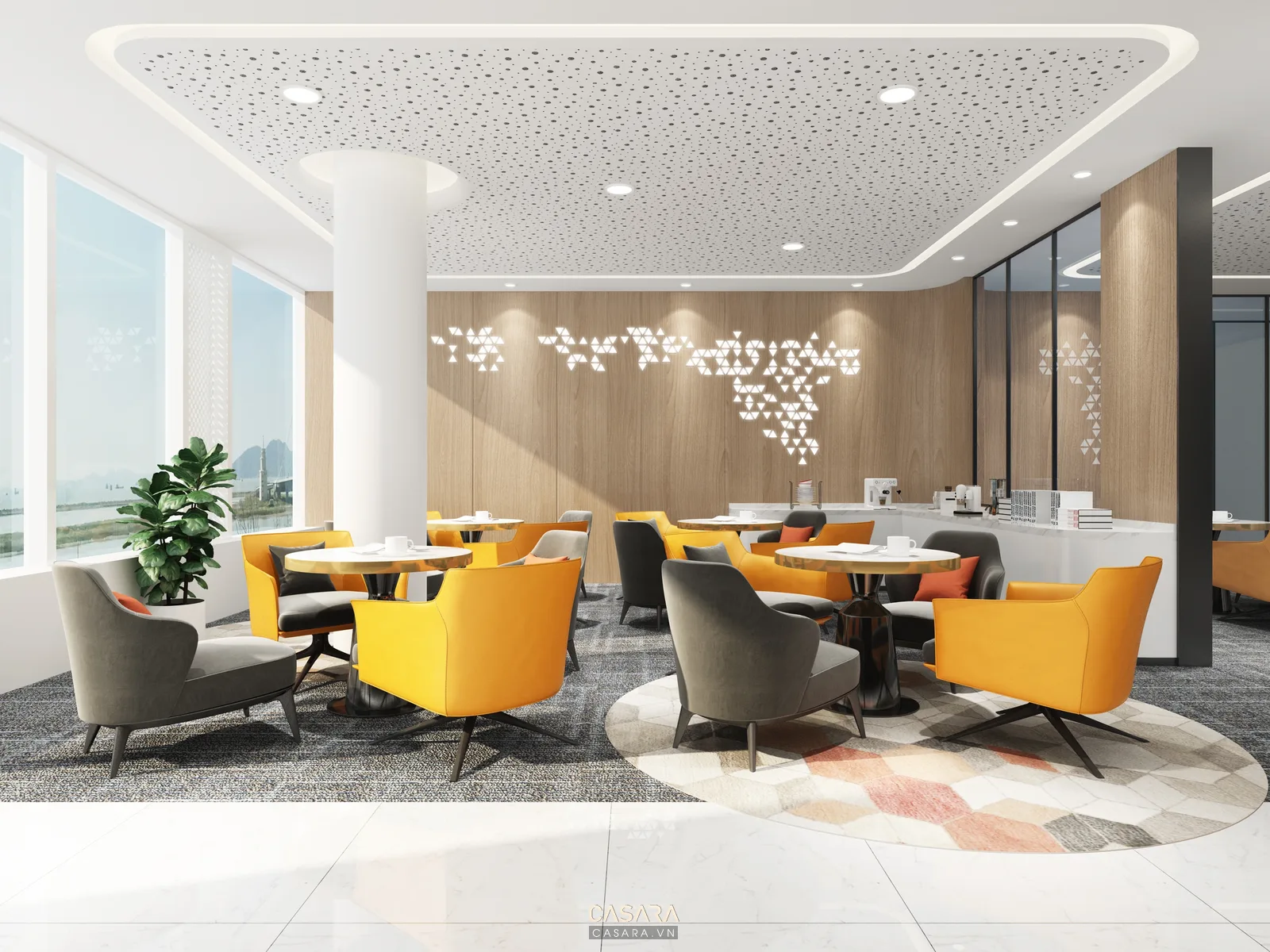 Ảnh phòng pantry phong cách hiện đại với quầy bếp phụ, bàn ghế cafe và tủ lưu trữ trong thư viện Casara.