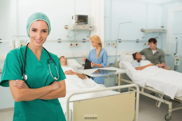 Ảnh thiết kế bệnh viện phong cách Bắc Âu Hải Phòng với sảnh chờ, hành lang hoặc phòng bệnh sáng màu trong thư viện Casara.