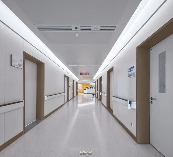 Ảnh thiết kế bệnh viện phong cách 30m2 sang trọng với sảnh chờ, hành lang hoặc phòng bệnh sáng màu trong thư viện Casara.