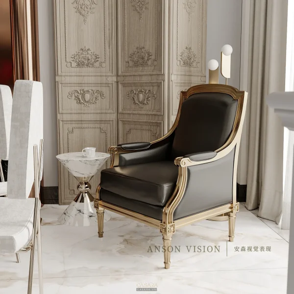 Ảnh thiết kế ghế sofa phong cách Bắc Âu với dáng sofa, màu sắc, chất liệu và bối cảnh phòng khách trong thư viện Casara.