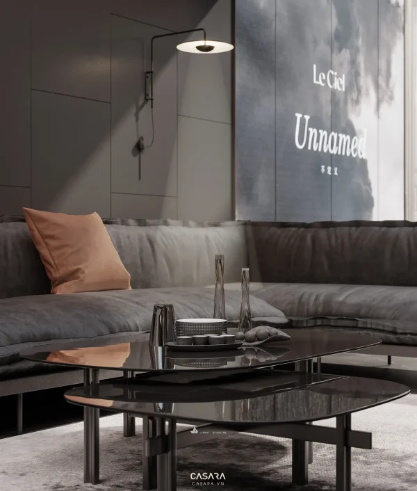 Ảnh thiết kế ghế sofa phong cách cao cấp với dáng sofa, màu sắc, chất liệu và bối cảnh phòng khách trong thư viện Casara.