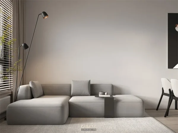 Ảnh thiết kế ghế sofa phong cách hiện đại tông đen với dáng sofa, màu sắc, chất liệu và bối cảnh phòng khách trong thư viện Casara.