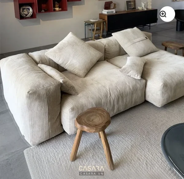 Ảnh thiết kế ghế sofa phong cách kính cường lực với dáng sofa, màu sắc, chất liệu và bối cảnh phòng khách trong thư viện Casara.