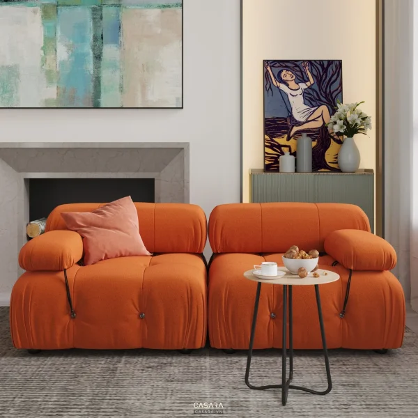 Ảnh thiết kế ghế sofa phong cách sang trọng với dáng sofa, màu sắc, chất liệu và bối cảnh phòng khách trong thư viện Casara.