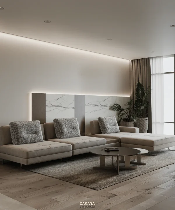 Ảnh tủ giầy phong cách Indochine trắng sáng với hệ lưu trữ lối vào, ghế ngồi và liên kết phòng khách trong thư viện Casara.