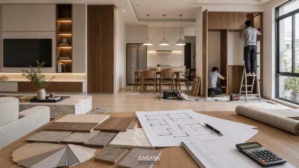 Báo giá thiết kế thi công nội thất với bản vẽ và vật liệu