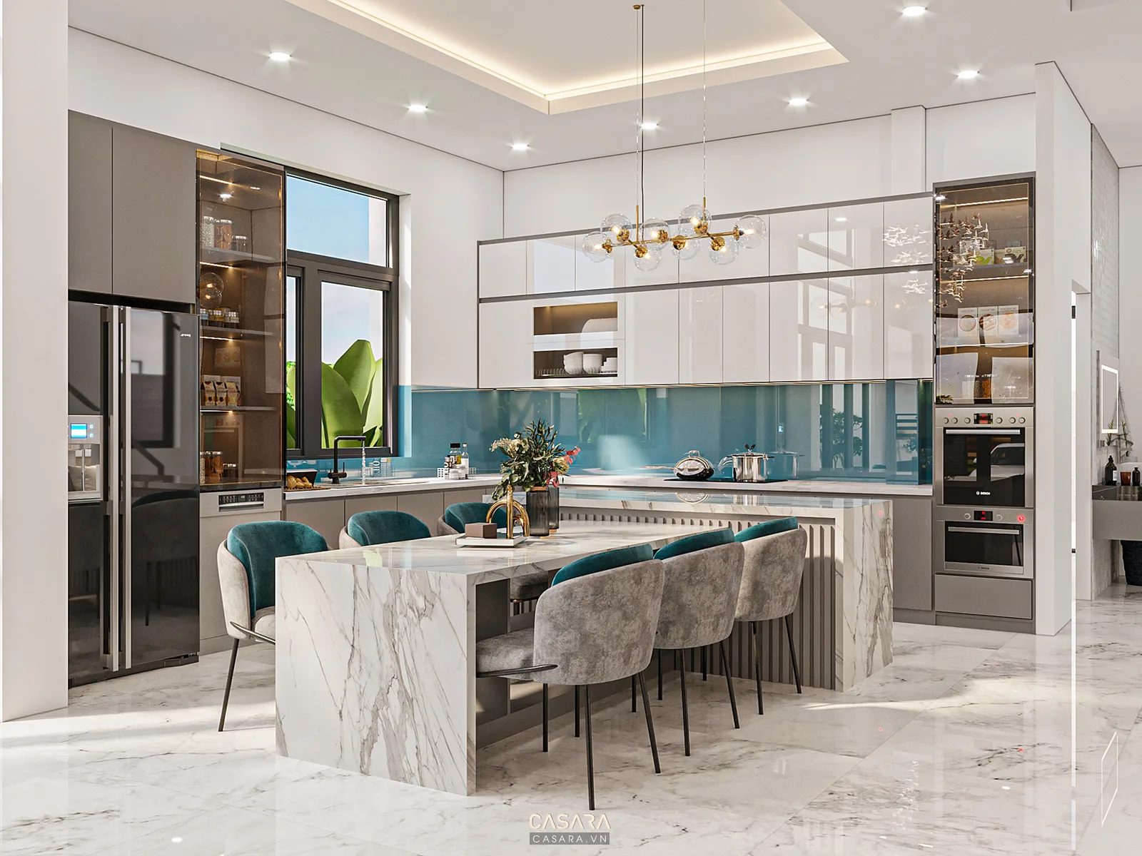 hình ảnh thiết kế phòng bếp hiện đại sang trọng