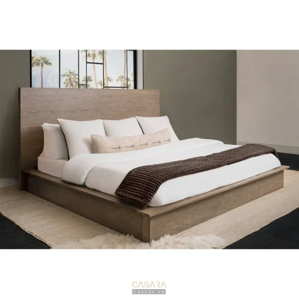Ảnh mẫu giường thấp khung mảnh trên nền trắng studio do Casara tuyển chọn cho thư viện thiết kế nội thất.