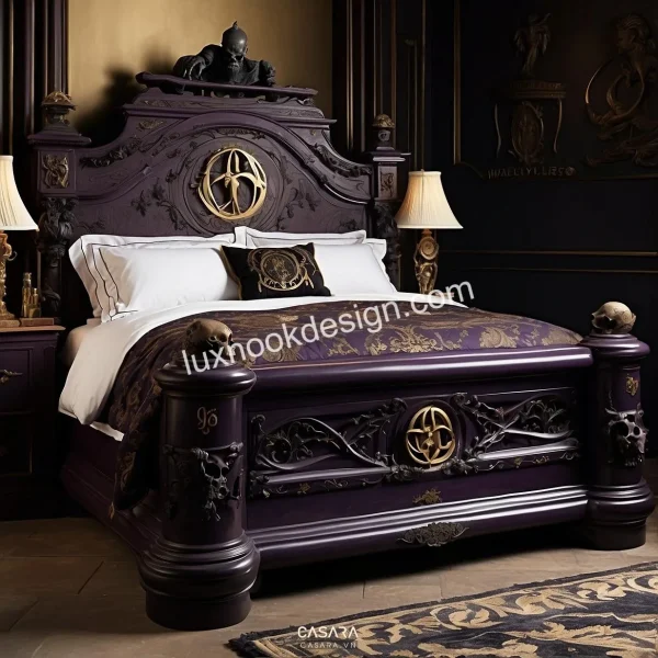 Ảnh mẫu giường thấp màu trắng nâu chụp trên nền trắng do Casara tuyển chọn cho thư viện thiết kế nội thất.