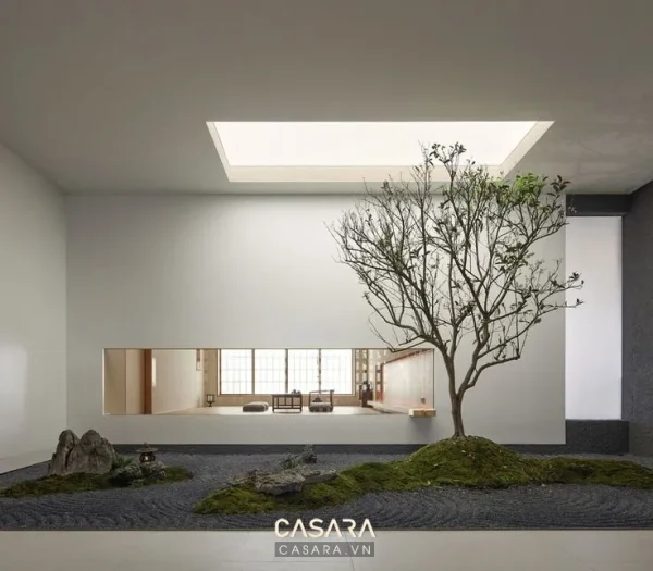 Ảnh ban công trong nhà có giàn cây treo và kính lấy sáng do Casara tuyển chọn cho thư viện thiết kế nội thất.