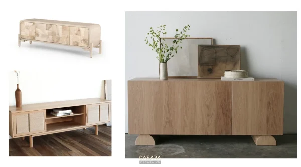 Tab đầu giường kết hợp kệ trang trí nhỏ và hốc lưu trữ trong phòng ngủ