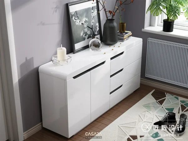 Ảnh tủ kệ gỗ tối kết hợp hốc rượu và ánh sáng âm do Casara tuyển chọn cho thư viện thiết kế nội thất.