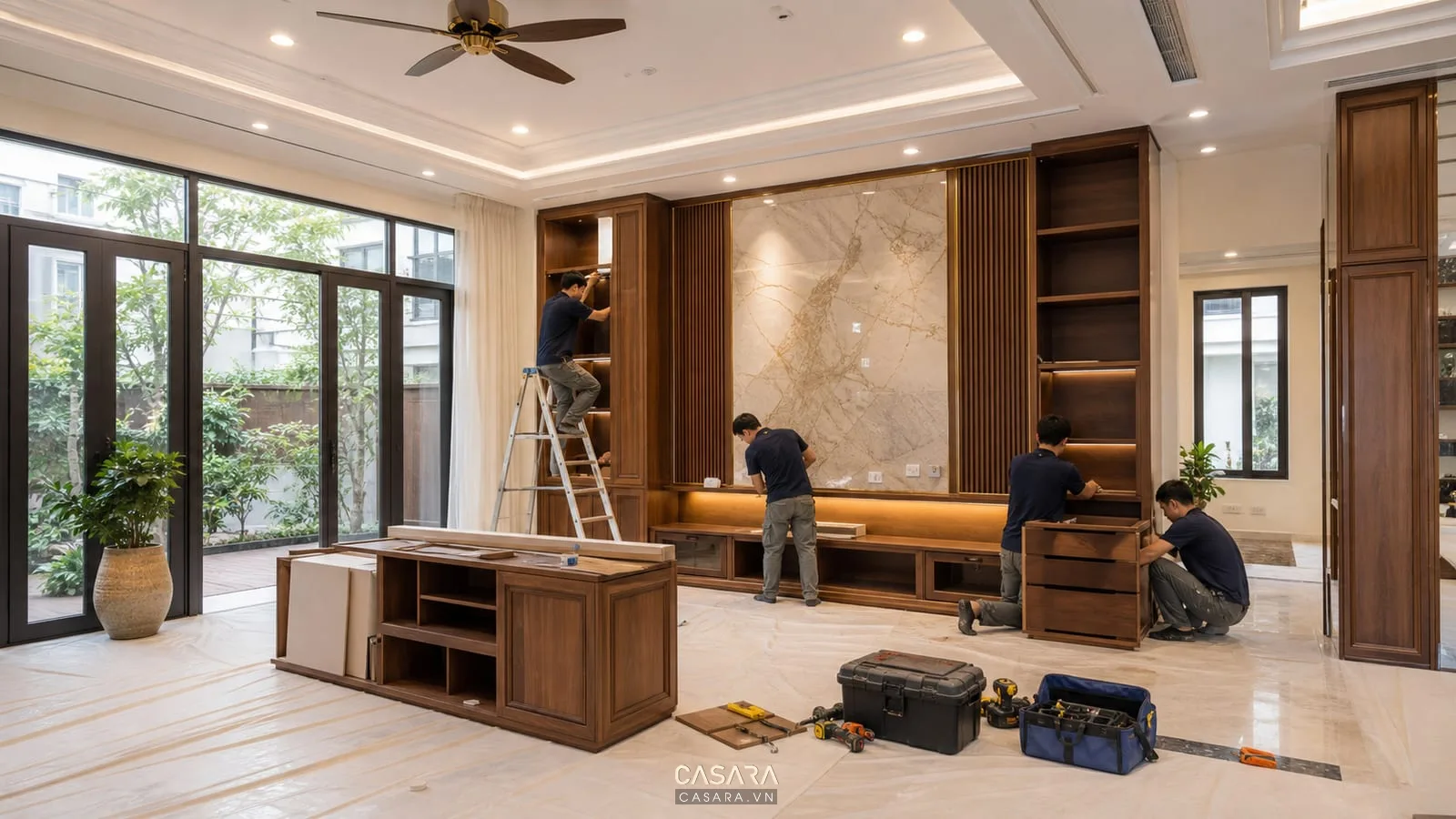 thi công nội thất biệt thự hà nội tại công trình thực tế