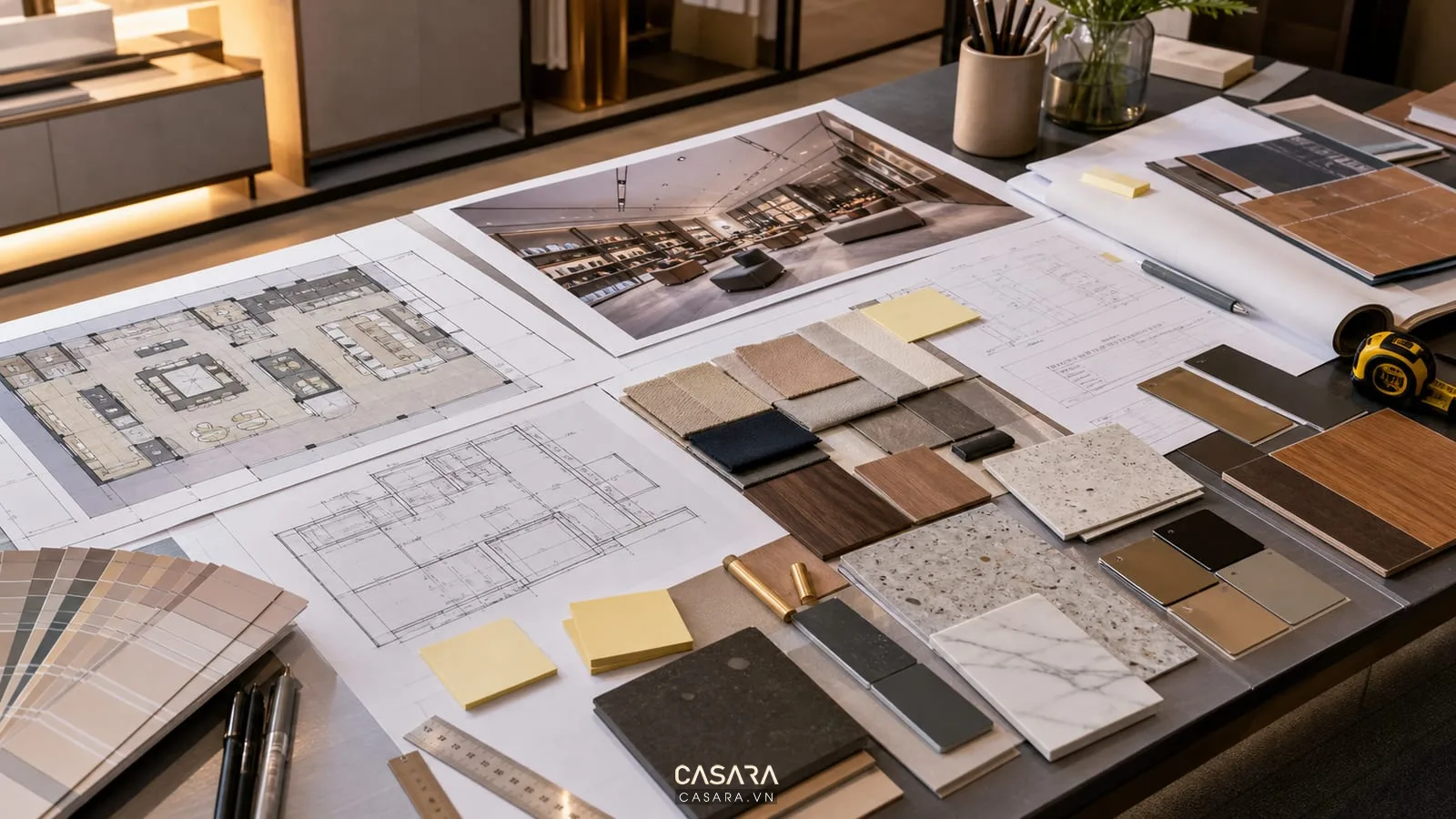 Đồ án thiết kế showroom với bản vẽ mặt bằng phối cảnh 3D bản vẽ kỹ thuật và mẫu vật liệu