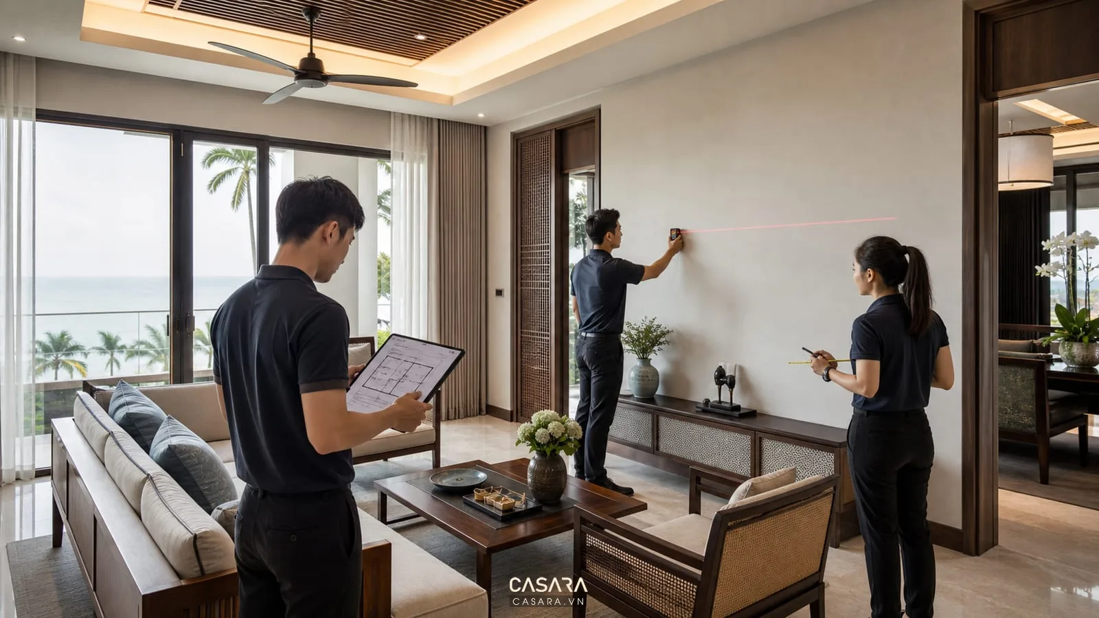 Đo đạc hiện trạng khi thi công nội thất biệt thự Vũng Tàu