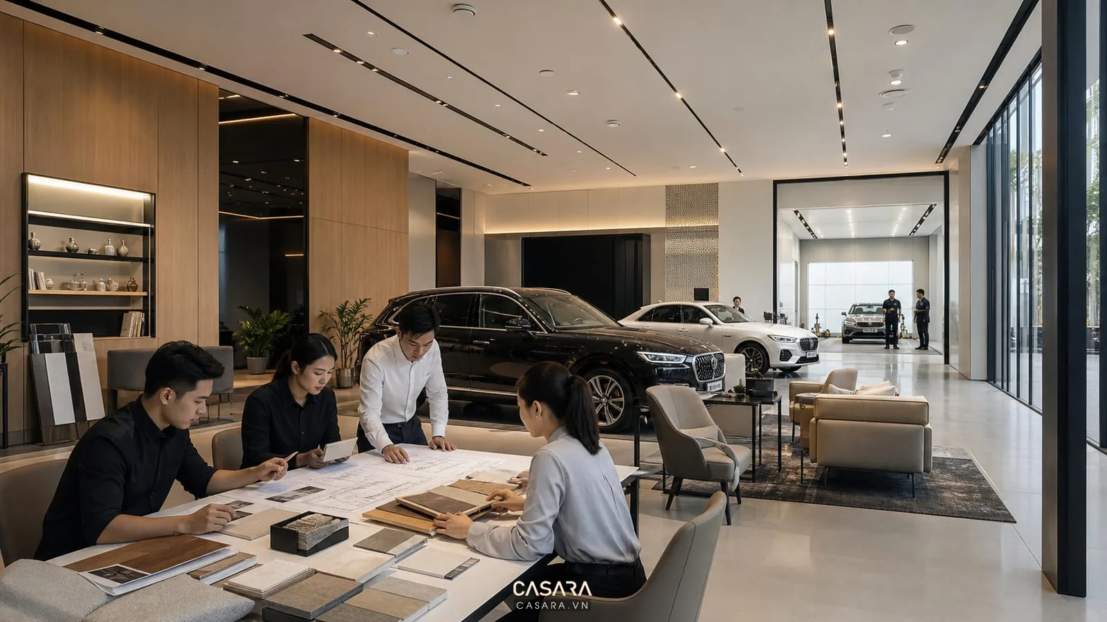 Đồ án thiết kế showroom ô tô với mặt bằng xe và kiểm tra vật liệu thi công