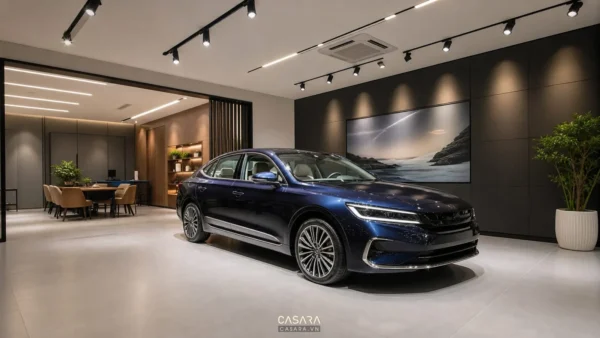 thiết kế showroom đèn cho khu trưng bày xe hơi hiện đại