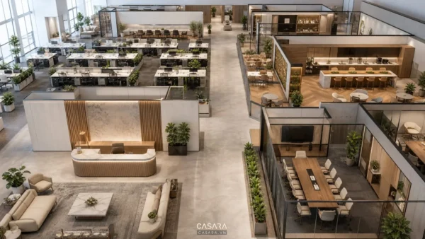 Thiết kế văn phòng 1800m2 với mặt bằng tổng thể phân khu khoa học