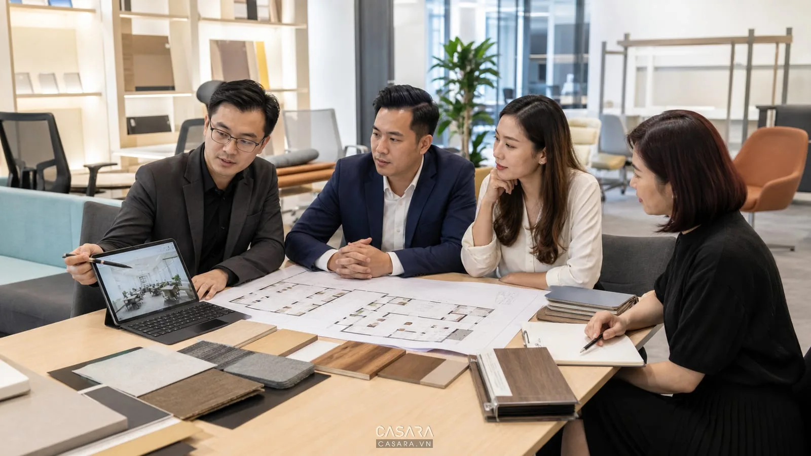 Công ty thiết kế văn phòng tư vấn bản vẽ mặt bằng và vật liệu nội thất cho doanh nghiệp