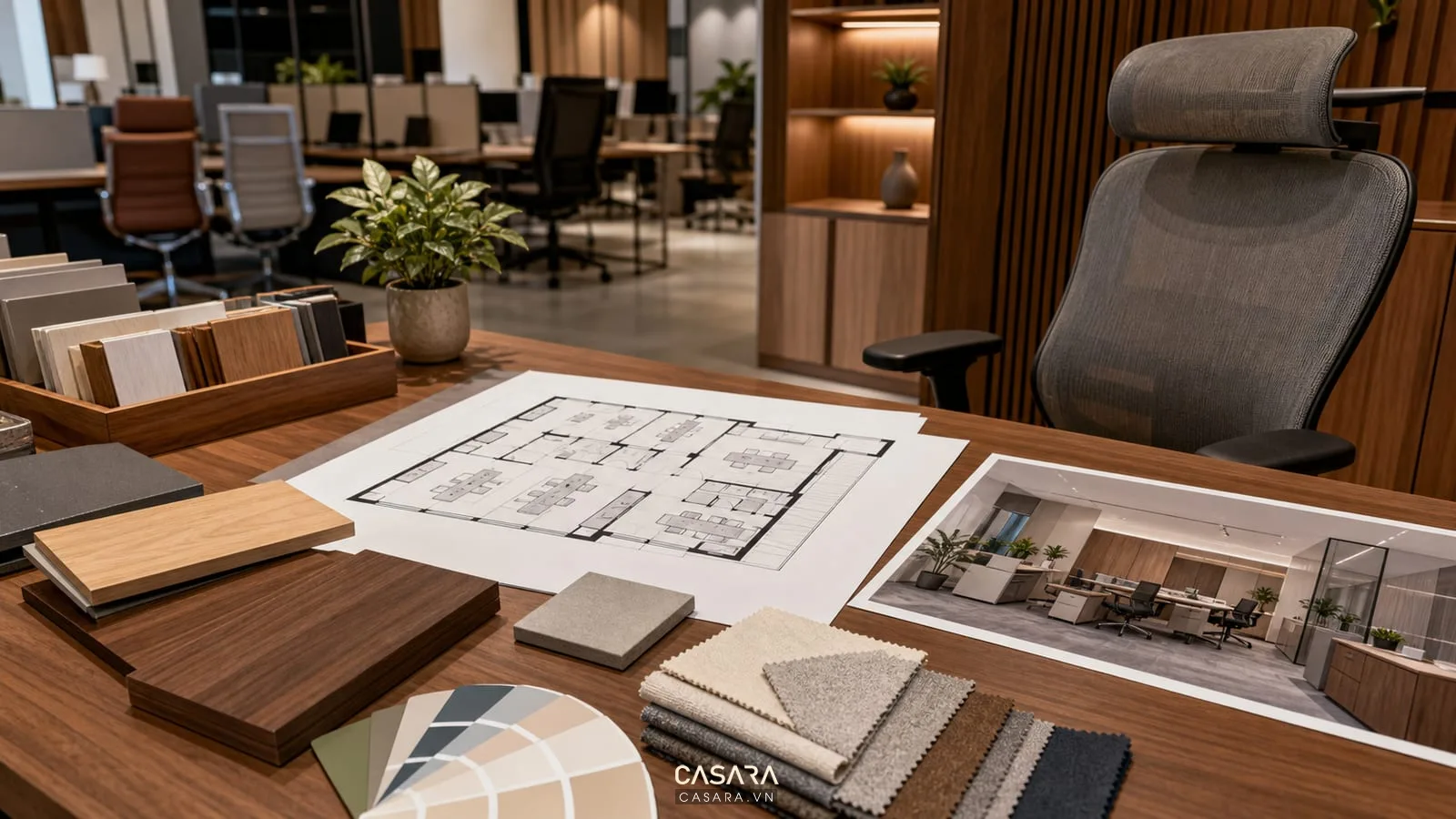 Tư vấn thiết kế văn phòng công ty nhỏ đẹp với bản vẽ và mẫu vật liệu