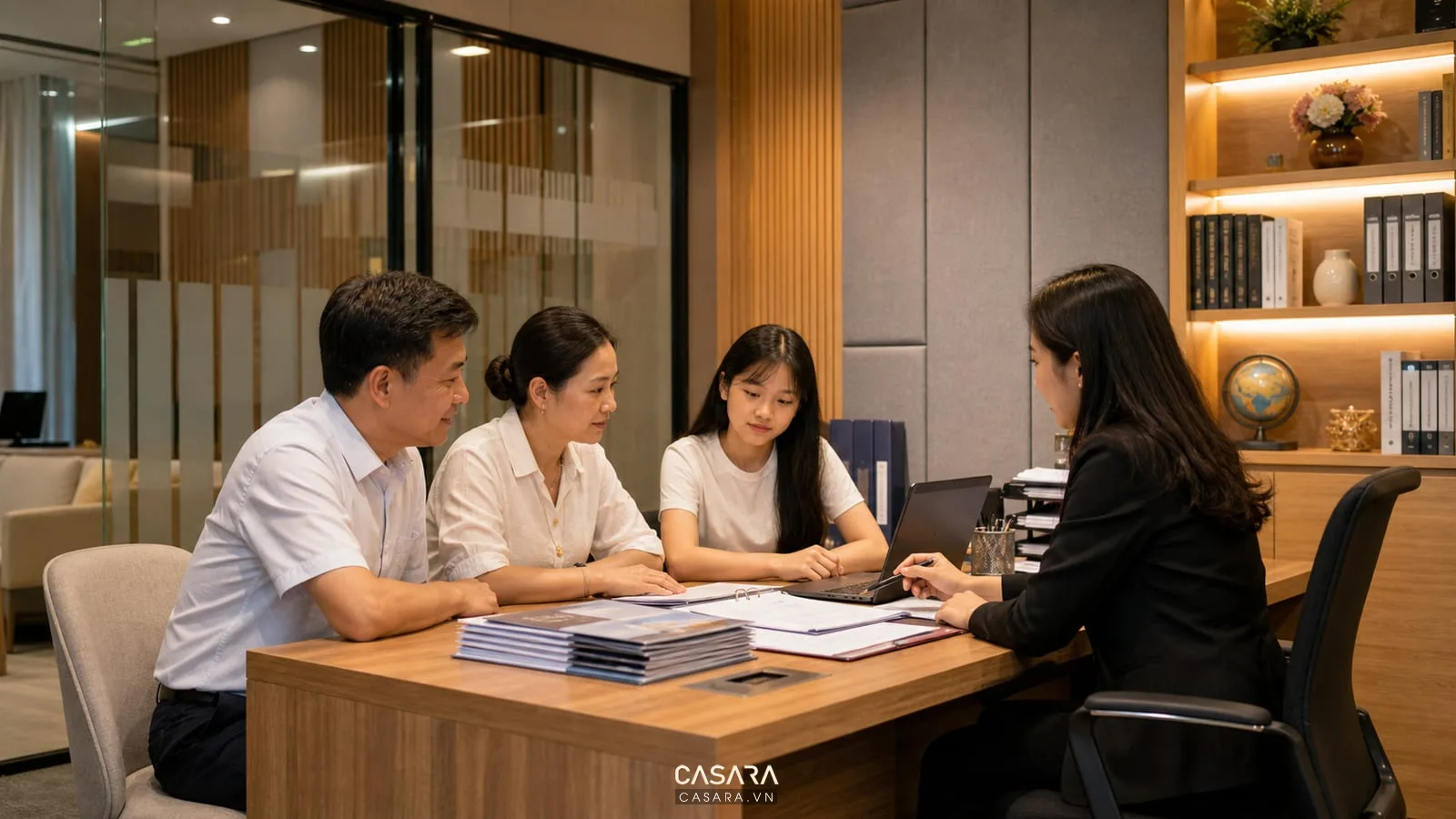bàn tư vấn trong thiết kế văn phòng tư vấn du học