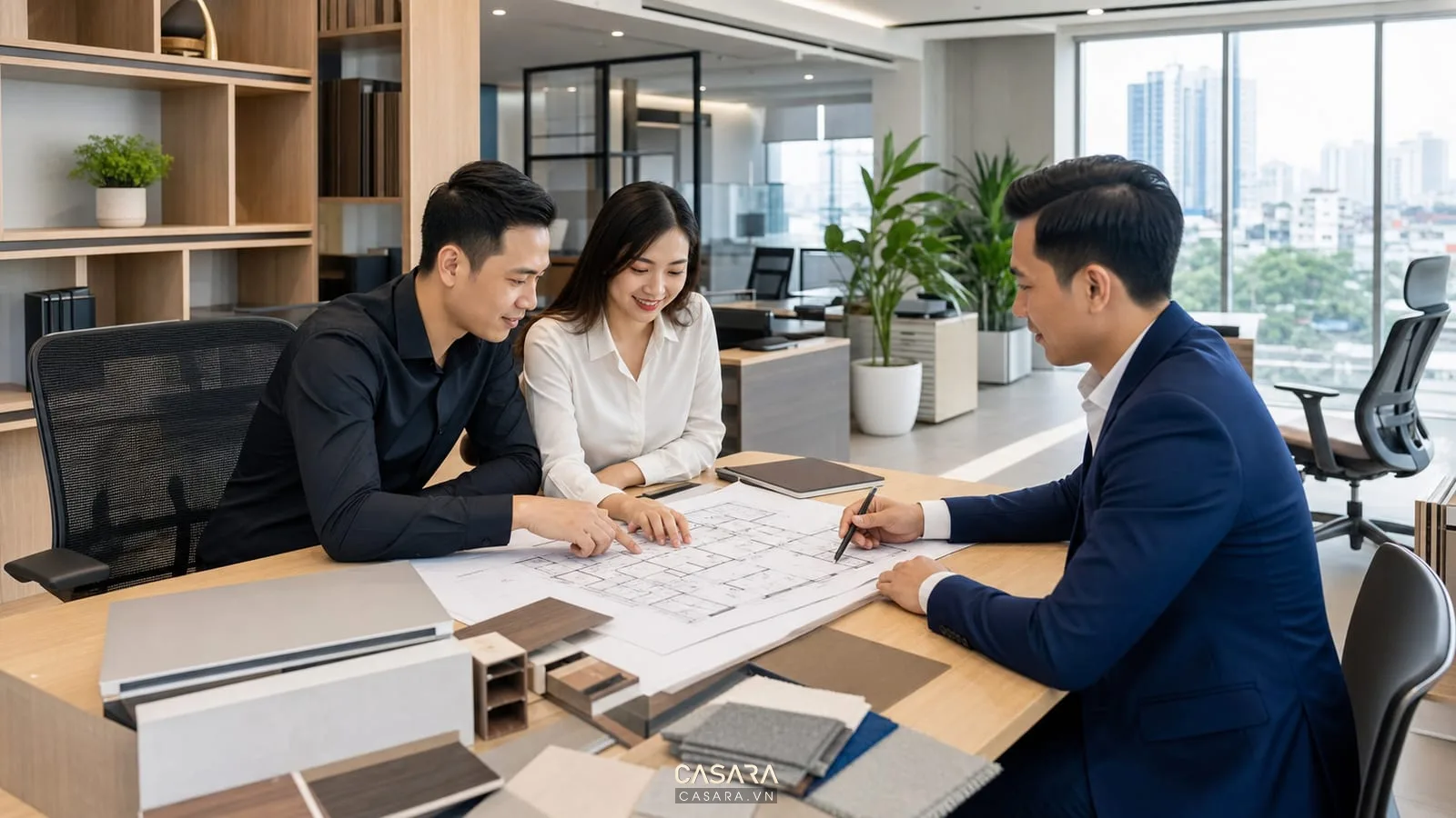 Tư vấn bản vẽ thiết kế văn phòng làm việc cùng chủ doanh nghiệp tại Hồ Chí Minh