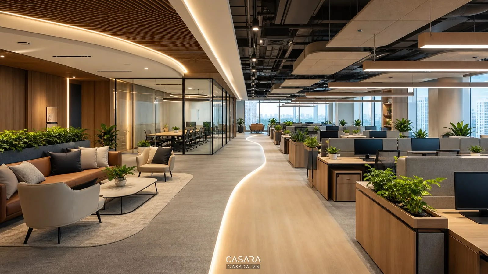 Thiết kế nội thất văn phòng 300m2 theo xu hướng 2025