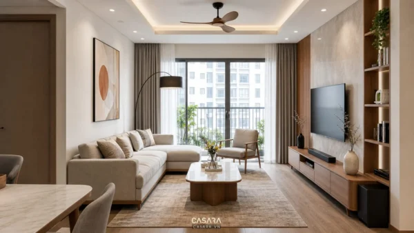 ảnh căn hộ chung cư đẹp với phòng khách hiện đại và ánh sáng tự nhiên