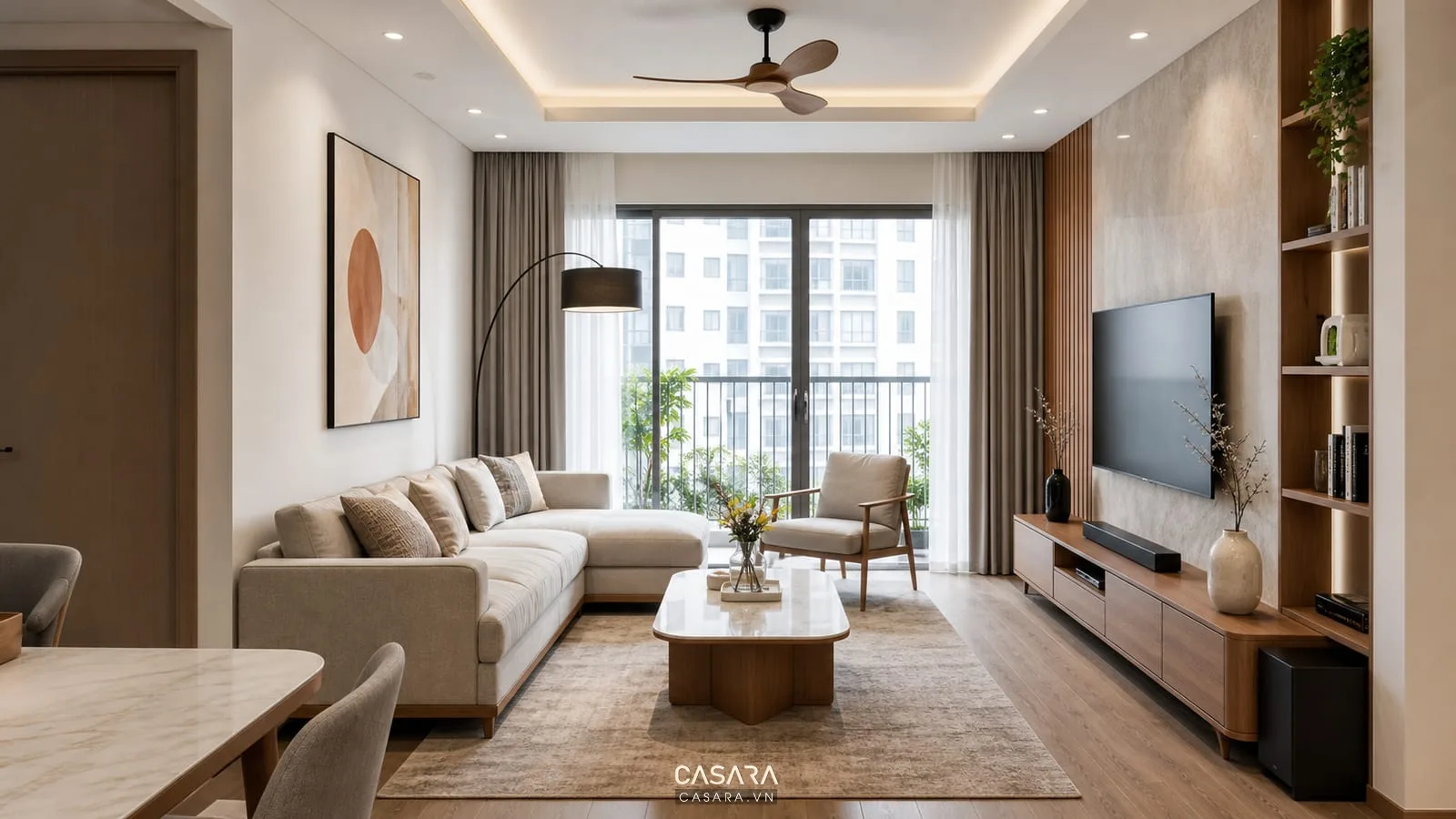 ảnh căn hộ chung cư đẹp với phòng khách hiện đại và ánh sáng tự nhiên