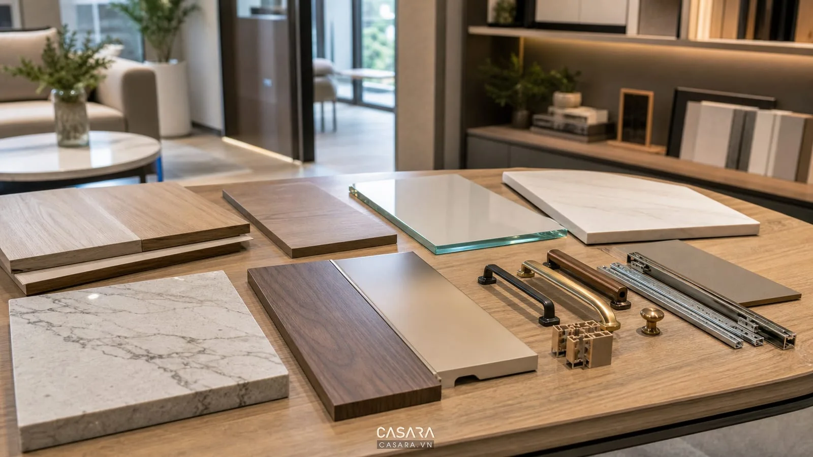 bảng vật liệu và phụ kiện cho báo giá nội thất chung cư