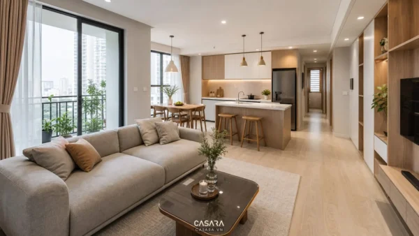các thiết kế chung cư đẹp với phòng khách bếp mở hiện đại