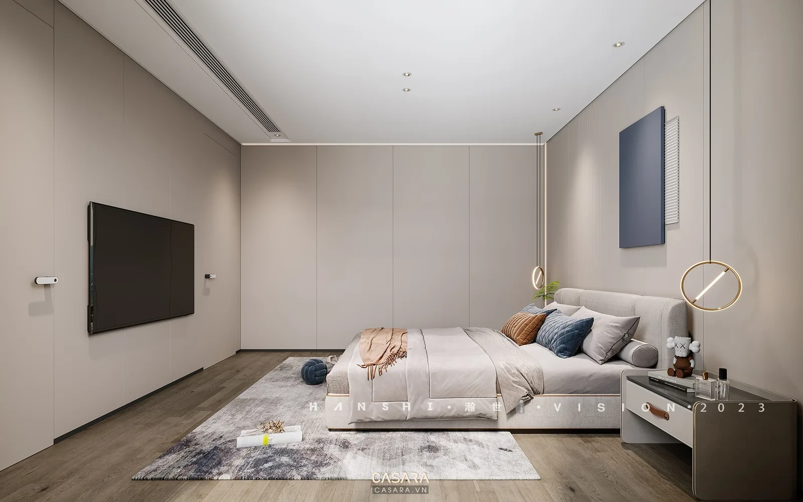 nội thất phòng khách chung cư hiện đại với sofa và kệ tivi gọn