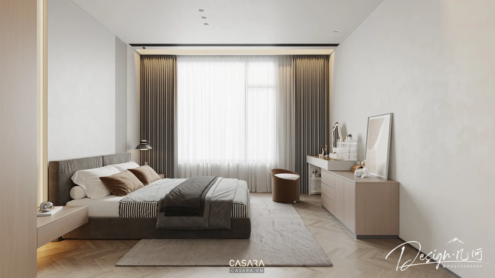 Phối cảnh phòng ngủ hiện đại khi thiết kế thi công nội thất tại Đà Nẵng