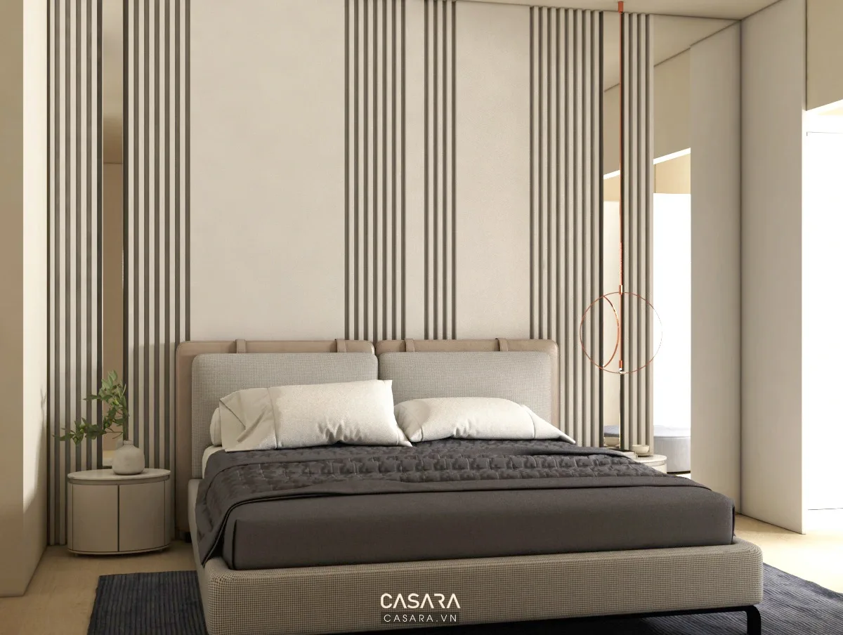Mẫu nhà chung cư đẹp ấm áp với sàn gỗ sofa vải và bàn ăn gỗ