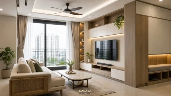 phòng khách căn hộ tại TP HCM được thiết kế nội thất hiện đại