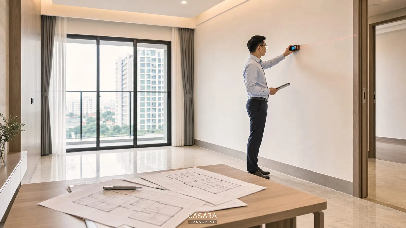 đo đạc hiện trạng căn hộ trước khi thi công nội thất chung cư