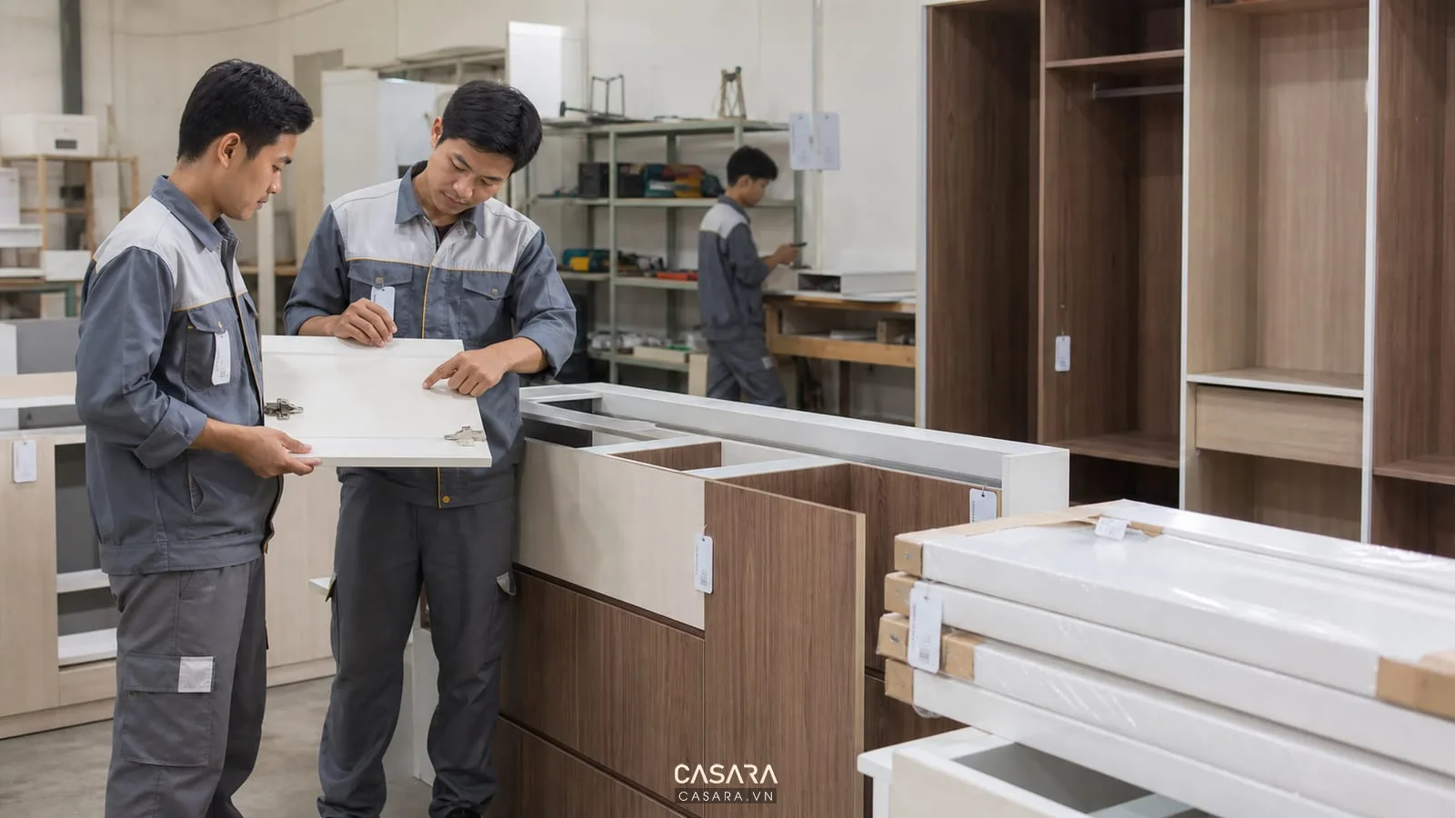 Xưởng sản xuất tủ bếp và tủ áo cho nội thất chung cư