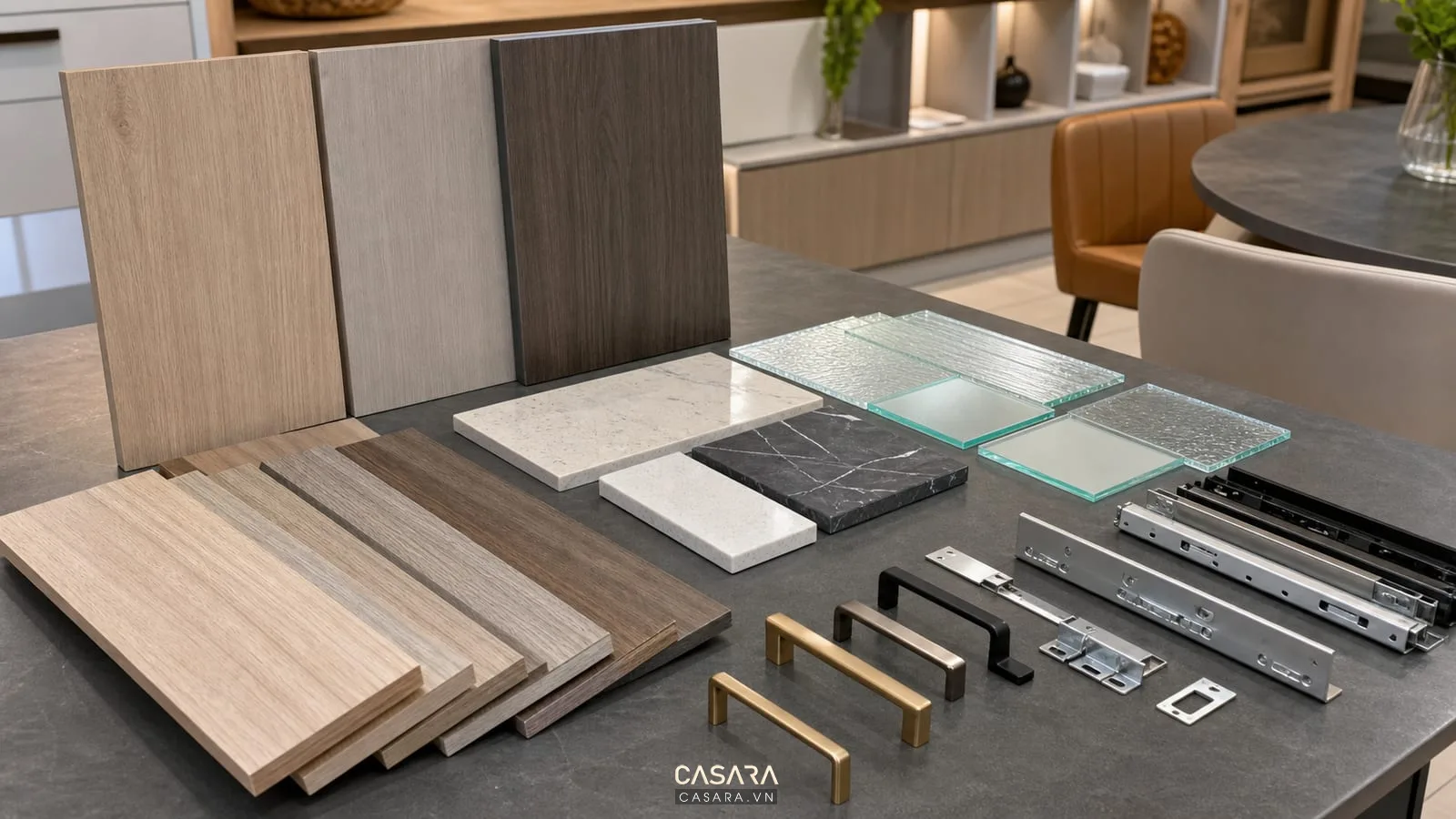 mẫu vật liệu và phụ kiện cho nội thất chung cư 70m2