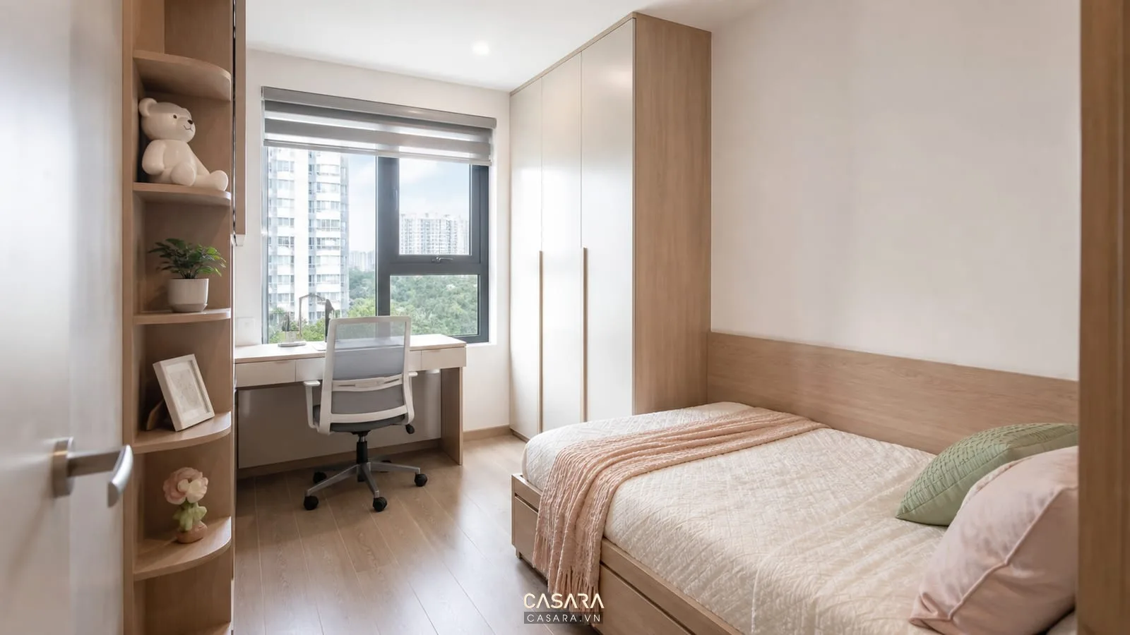 Phòng ngủ phụ linh hoạt trong chung cư hai phòng ngủ