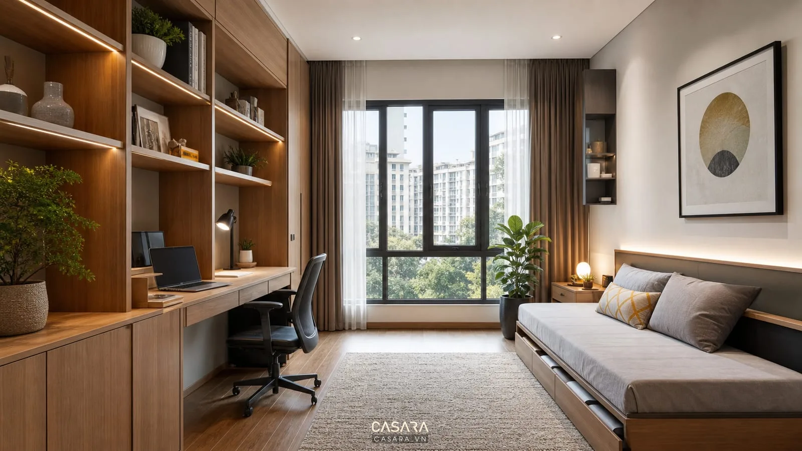 Phòng đa năng trong thiết kế chung cư mini 80m2 5x16m