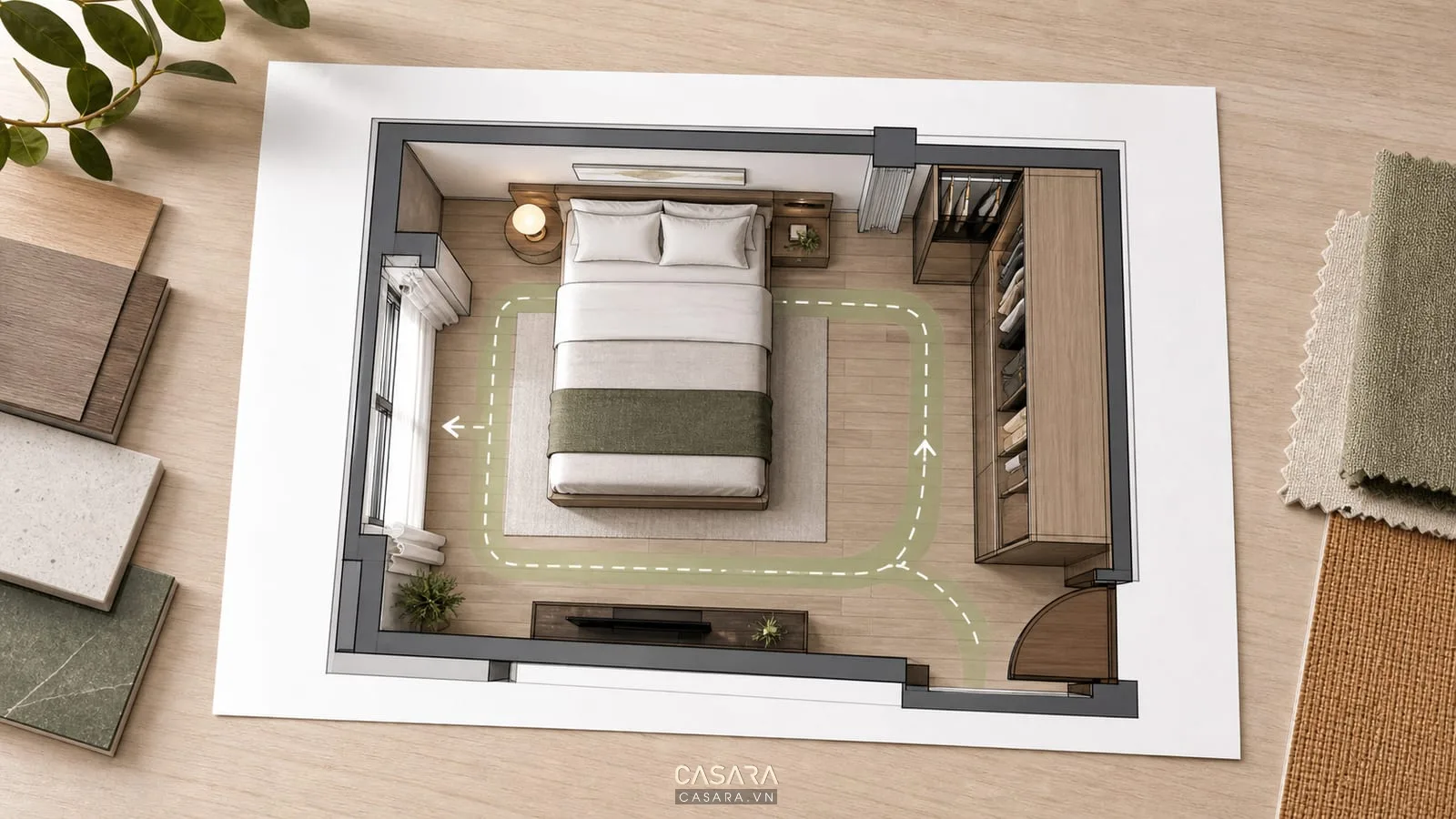 Bản vẽ mặt bằng thiết kế nội thất tại hà nội có sofa bàn ăn giường tủ và lối đi