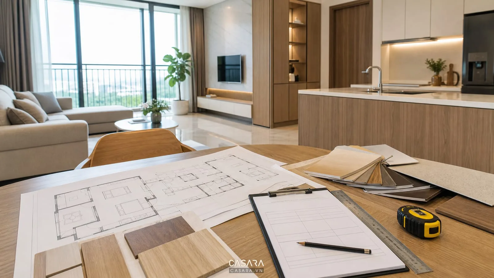 Quy định thi công ở chung cư với bản vẽ mặt bằng giấy đăng ký thi công và mẫu gỗ nội thất