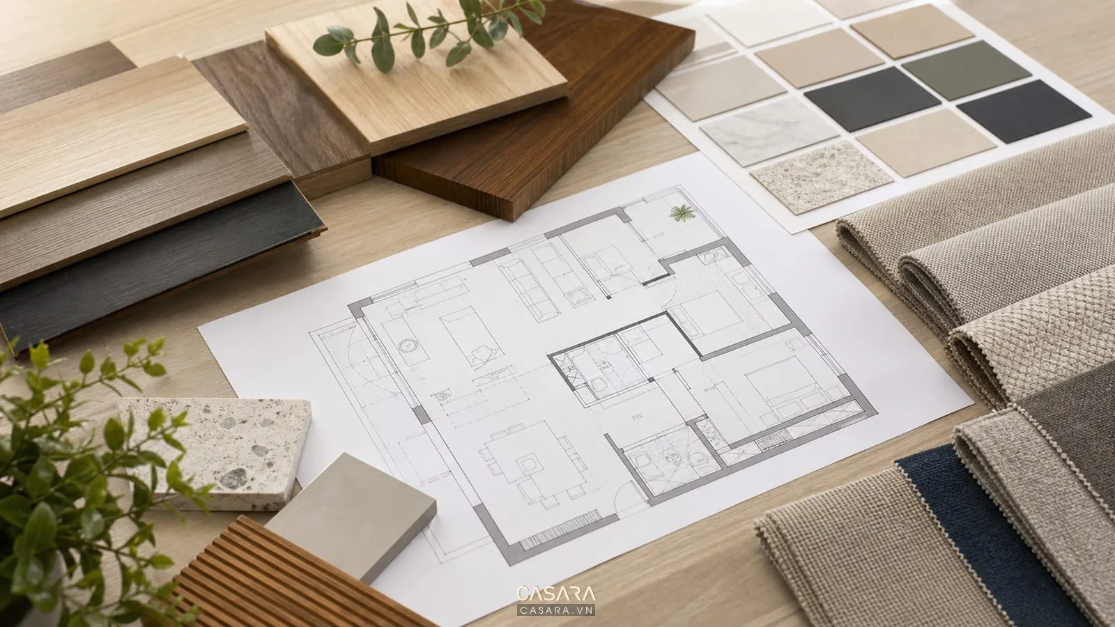 bản vẽ thi công nội thất chung cư với mẫu gỗ và vải rèm cửa
