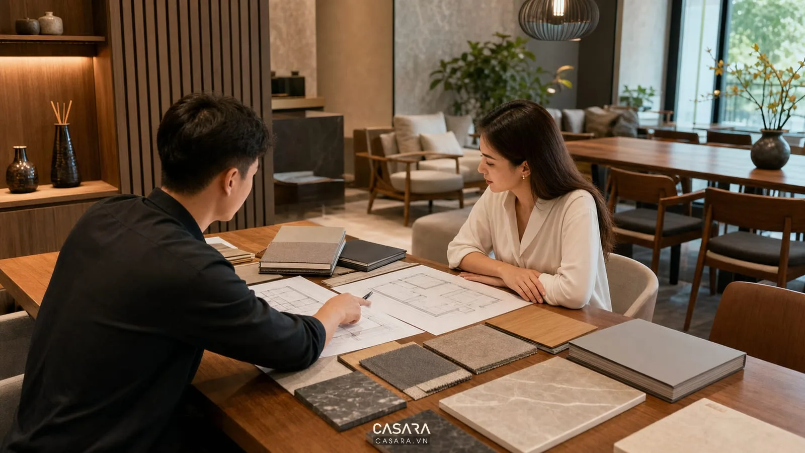 tư vấn thiết kế chung cư với sách thiết kế bản vẽ và mẫu vật liệu