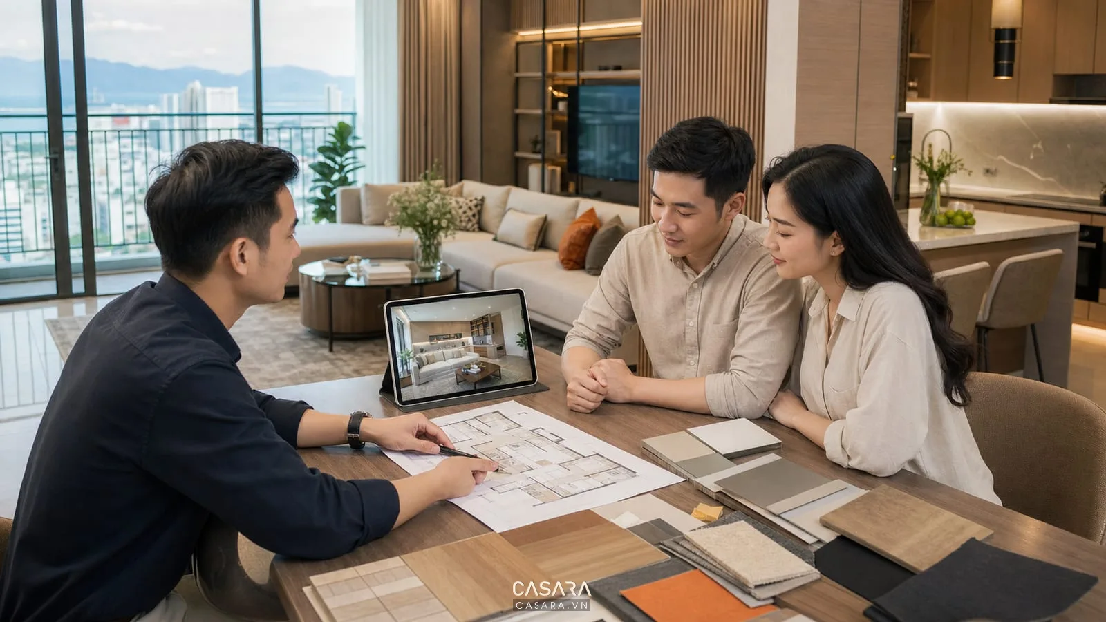 tư vấn thi công chung cư Đà Nẵng với bản vẽ và mẫu vật liệu nội thất