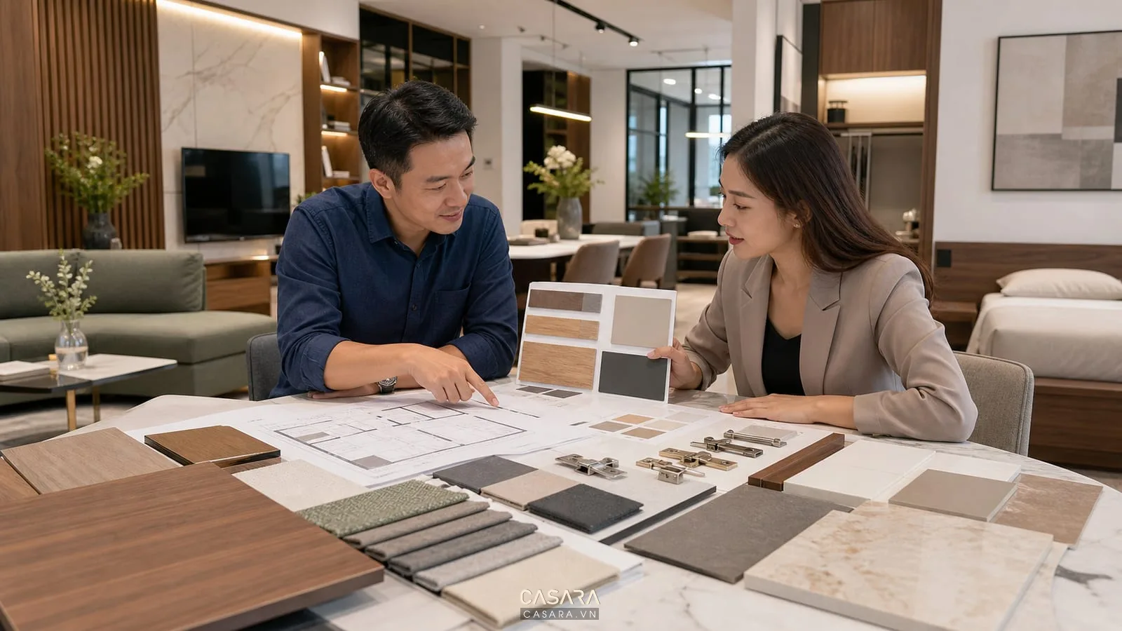 Tư vấn báo giá thi công chung cư với bản vẽ nội thất và mẫu vật liệu